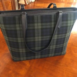 Talbots Black Watch Tartan handbag purse bag green and blue
